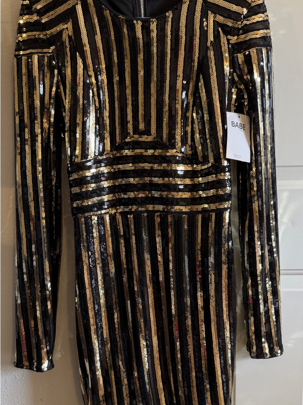 Black & Gold Sequin Mini Dress